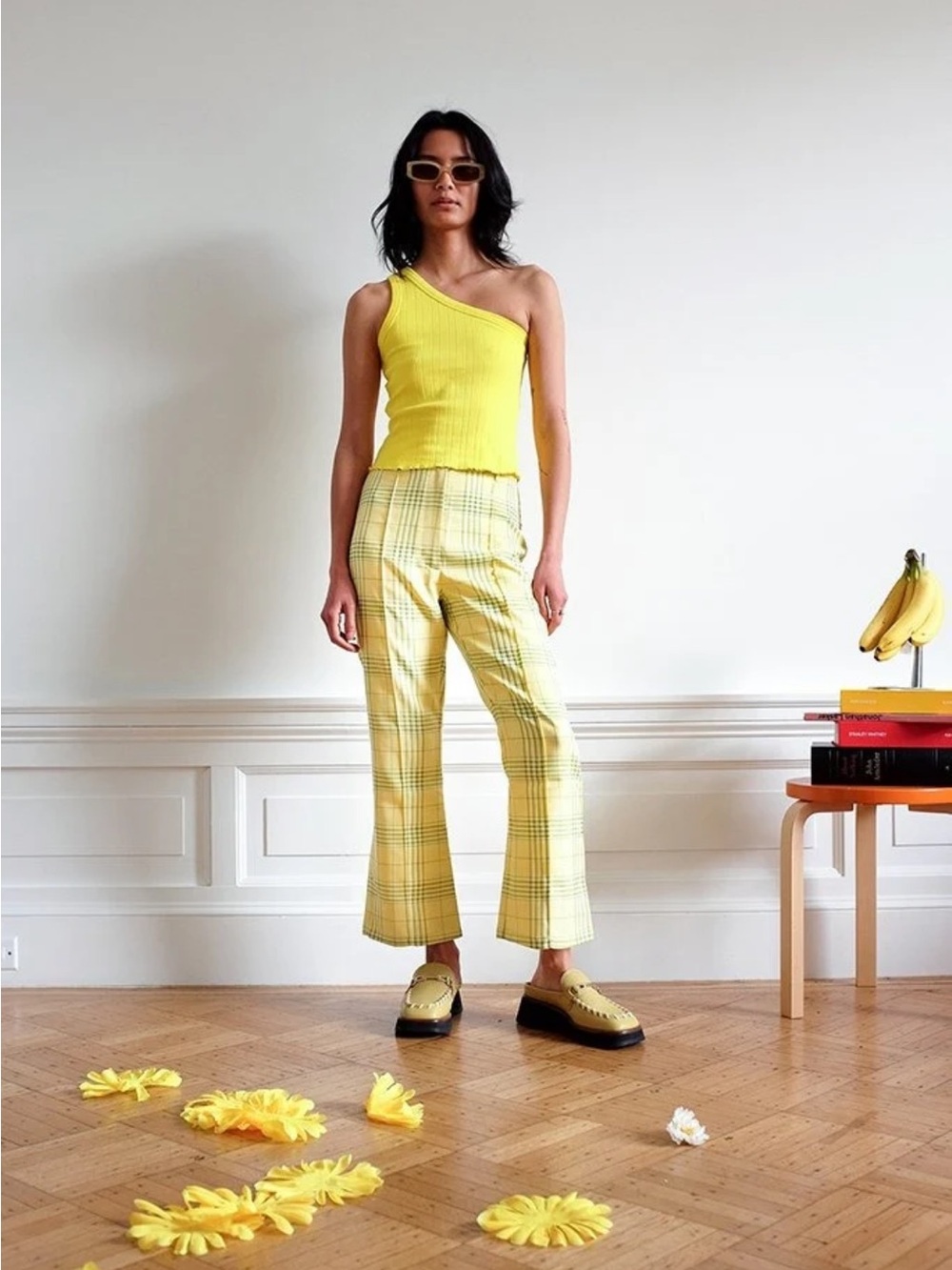 Yellow Plaid Cropped Pants - Women's Stylish Trousers